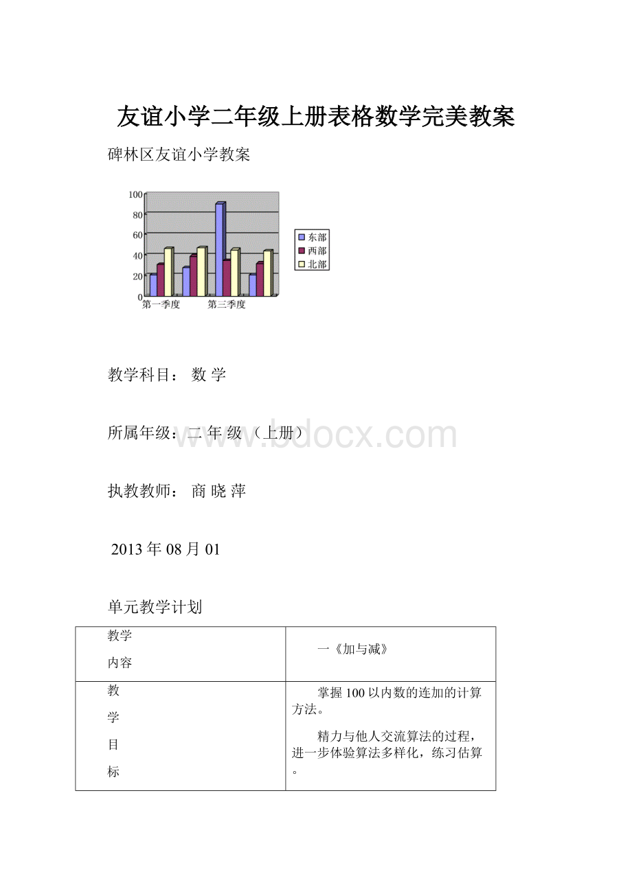 友谊小学二年级上册表格数学完美教案.docx