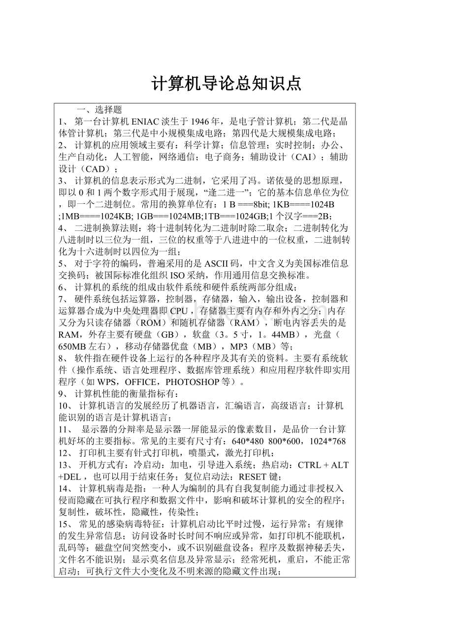 计算机导论总知识点.docx_第1页