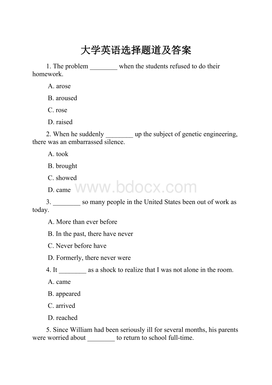 大学英语选择题道及答案.docx_第1页