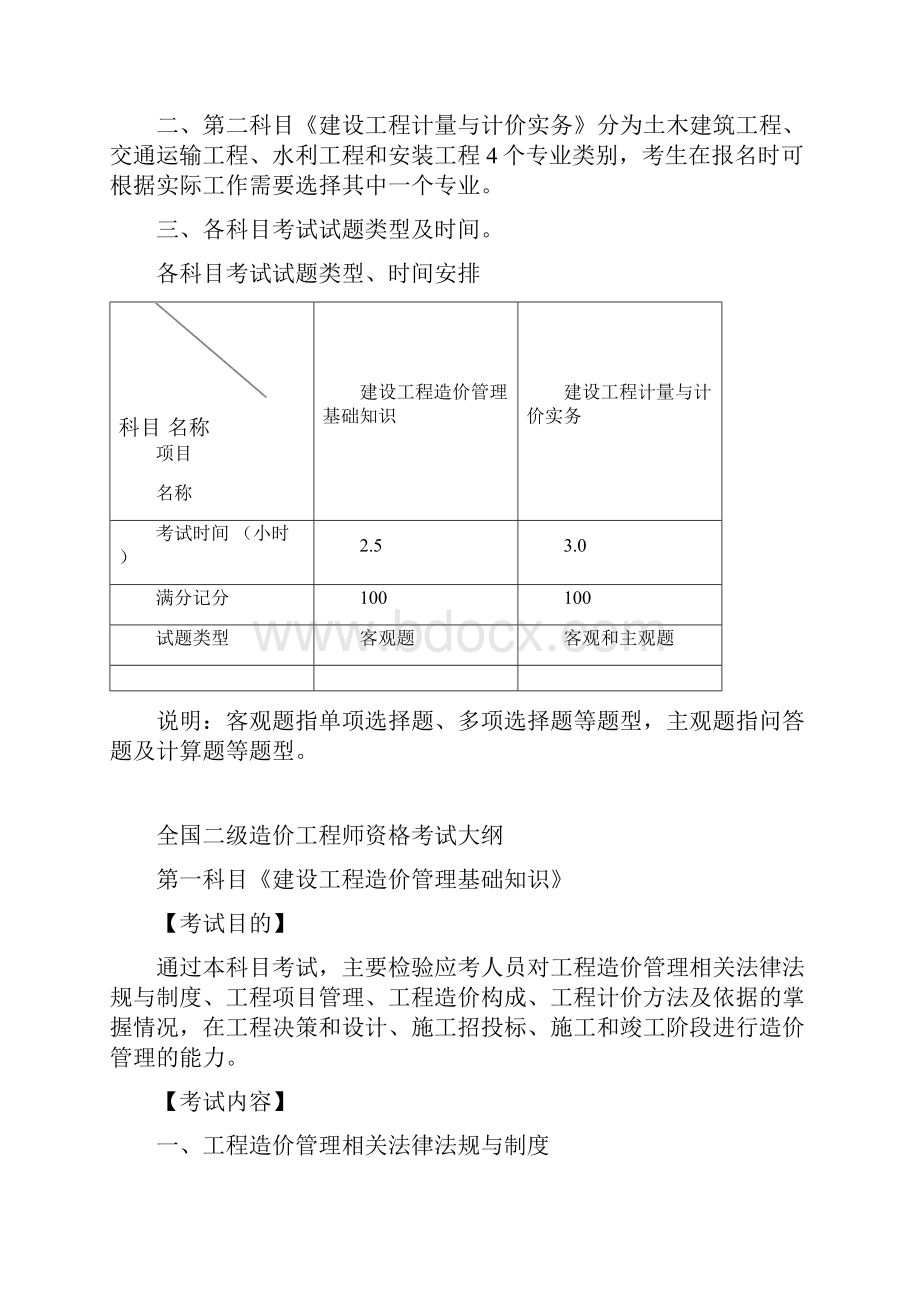 最新全国二级造价工程师职业资格考试大纲.docx_第2页