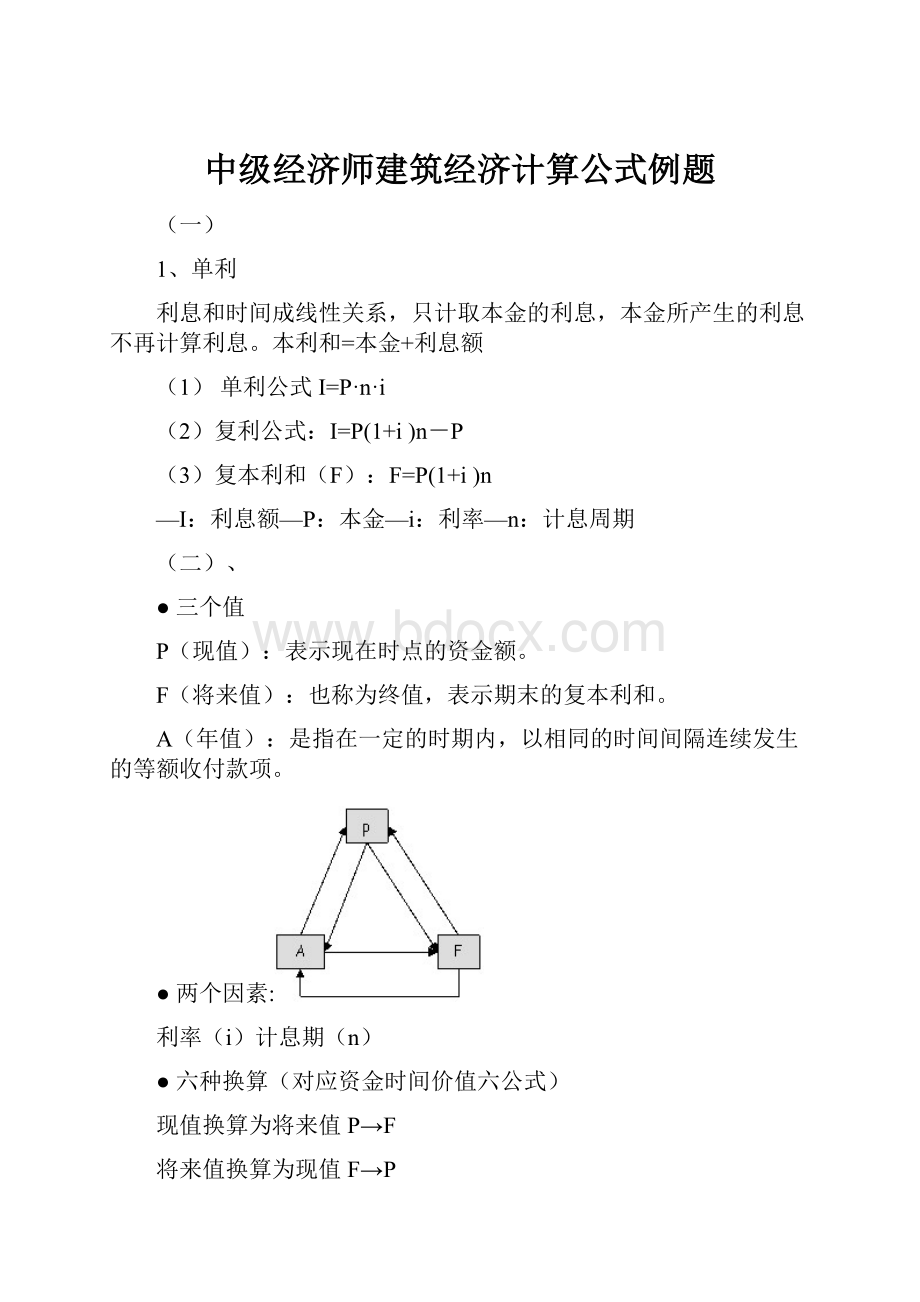 中级经济师建筑经济计算公式例题.docx