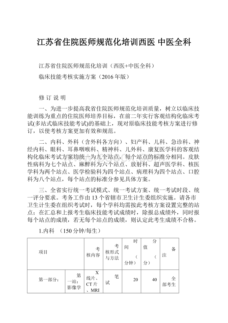 江苏省住院医师规范化培训西医 中医全科.docx_第1页