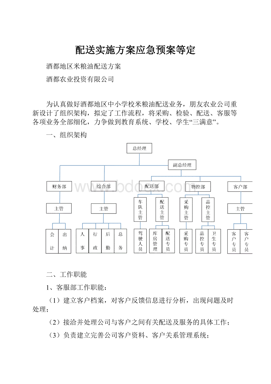 配送实施方案应急预案等定.docx