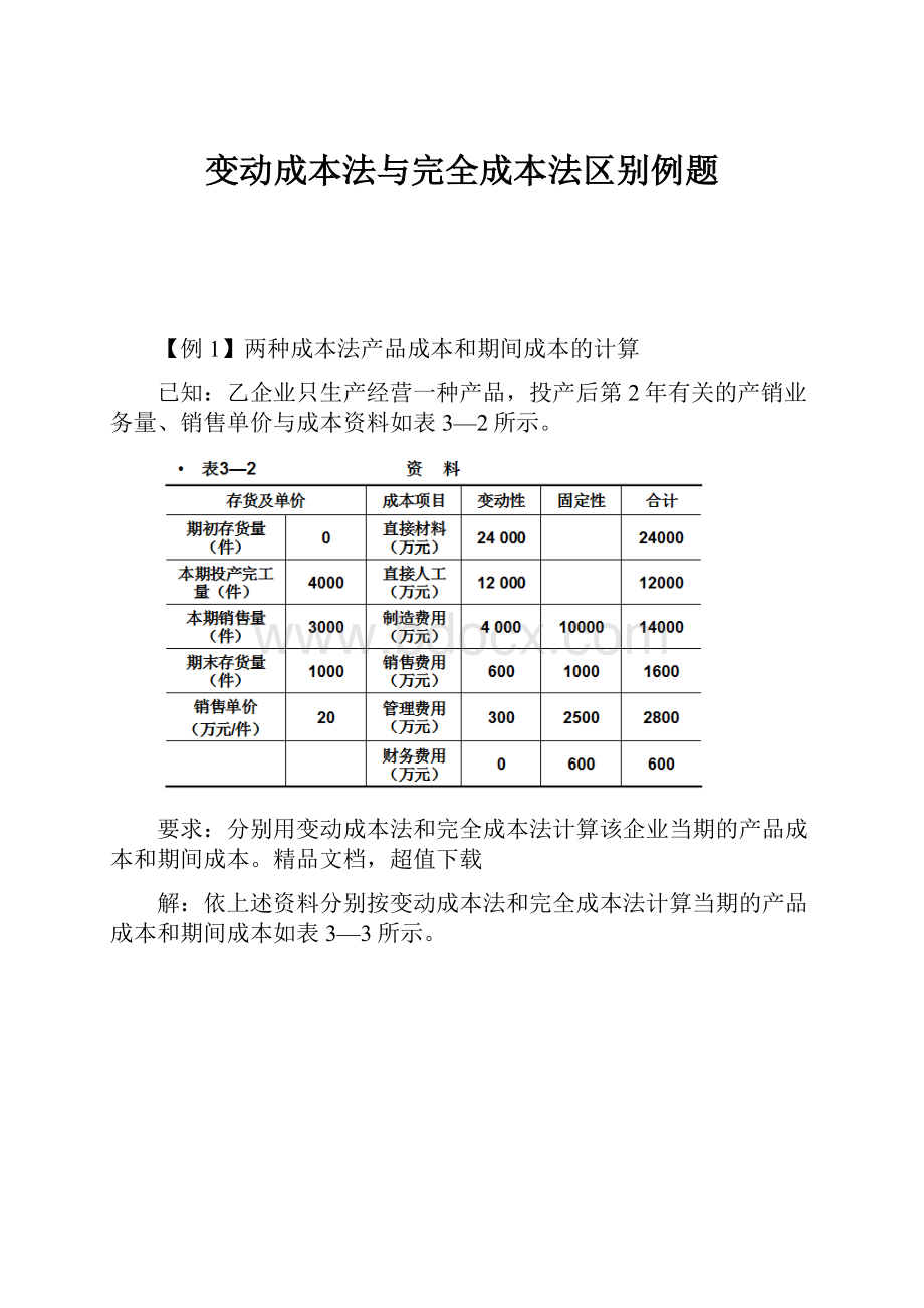 变动成本法与完全成本法区别例题.docx_第1页