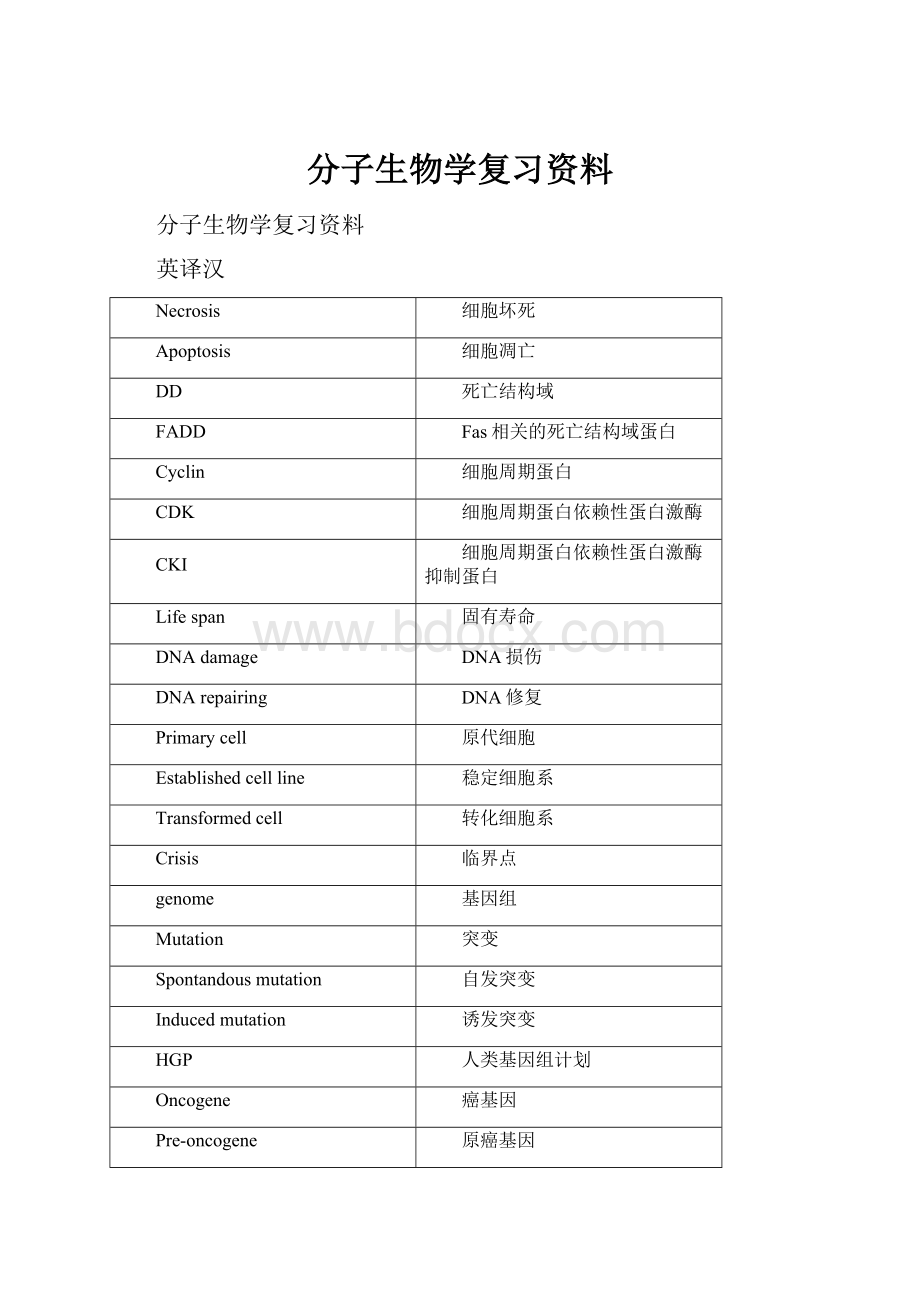 分子生物学复习资料.docx