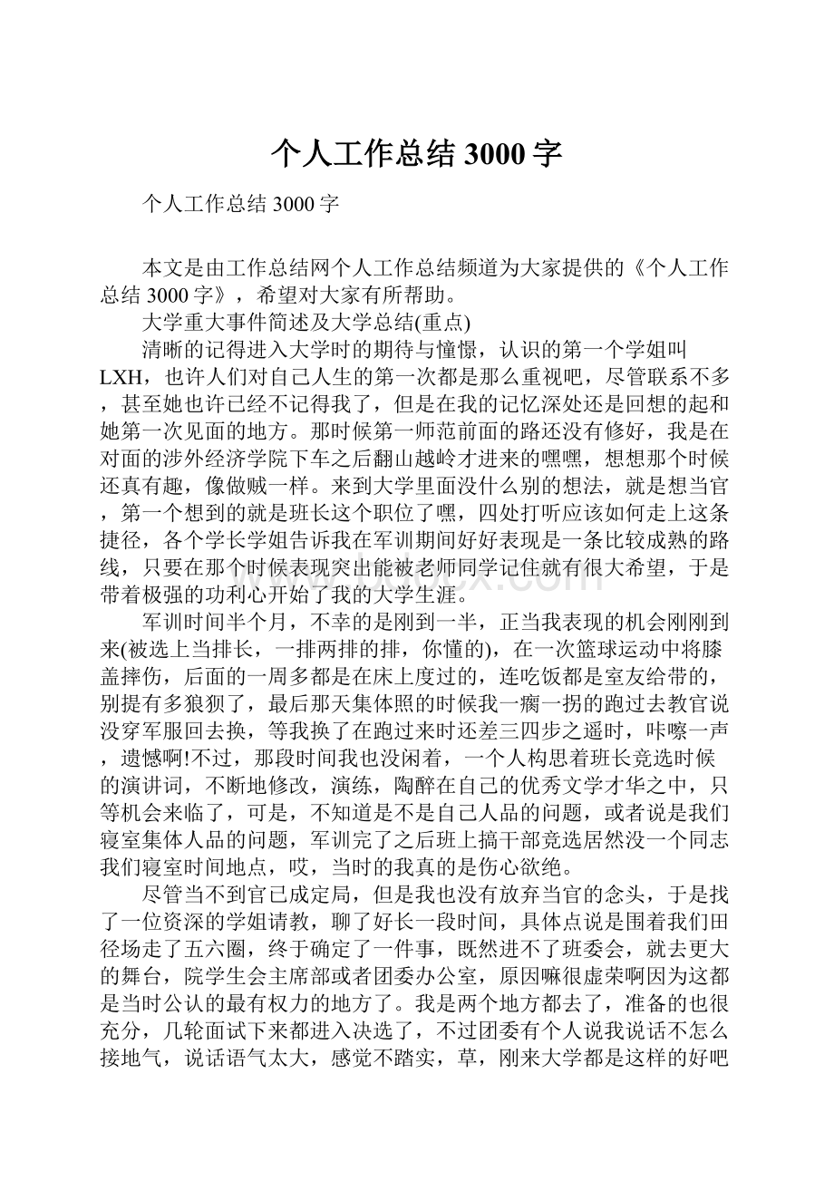 个人工作总结3000字.docx_第1页