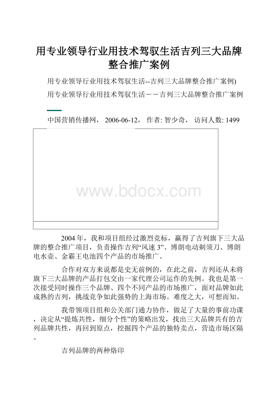 用专业领导行业用技术驾驭生活吉列三大品牌整合推广案例.docx