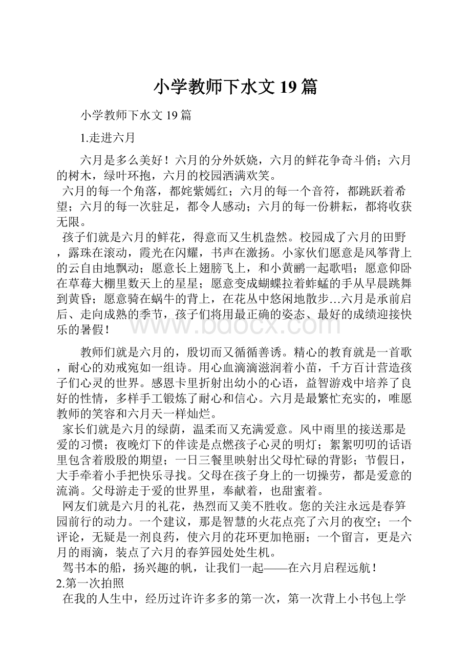 小学教师下水文19篇.docx