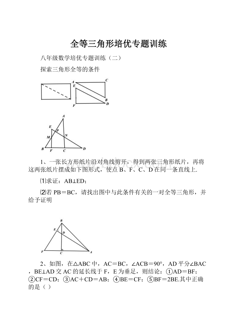 全等三角形培优专题训练.docx_第1页