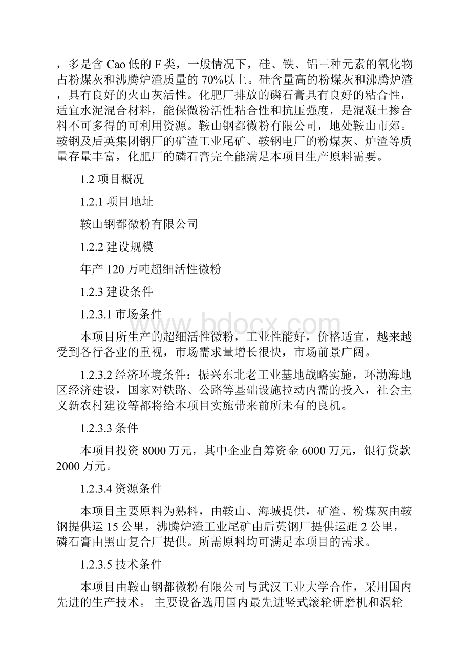 年产120万吨活性微粉改扩建项目可行性研究报告.docx_第3页