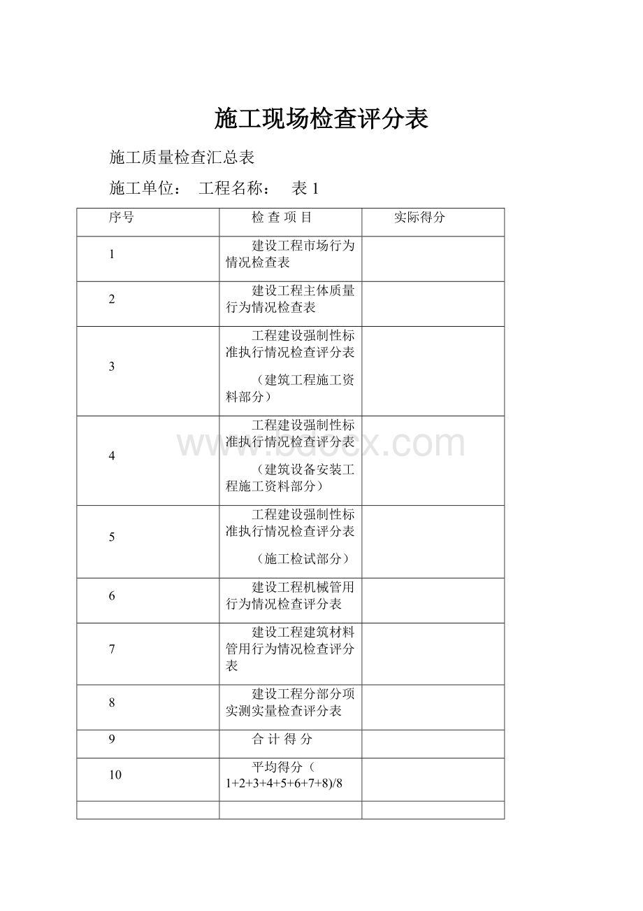 施工现场检查评分表.docx_第1页