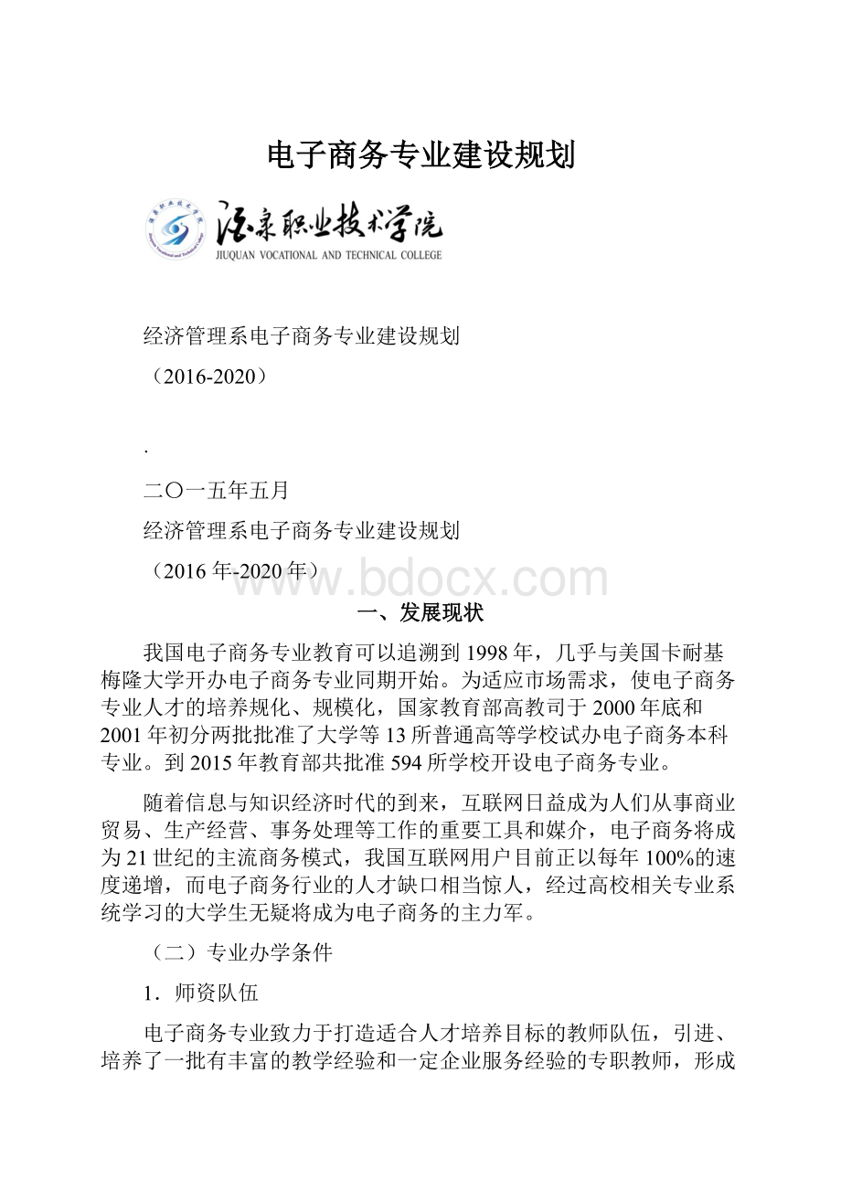 电子商务专业建设规划.docx_第1页