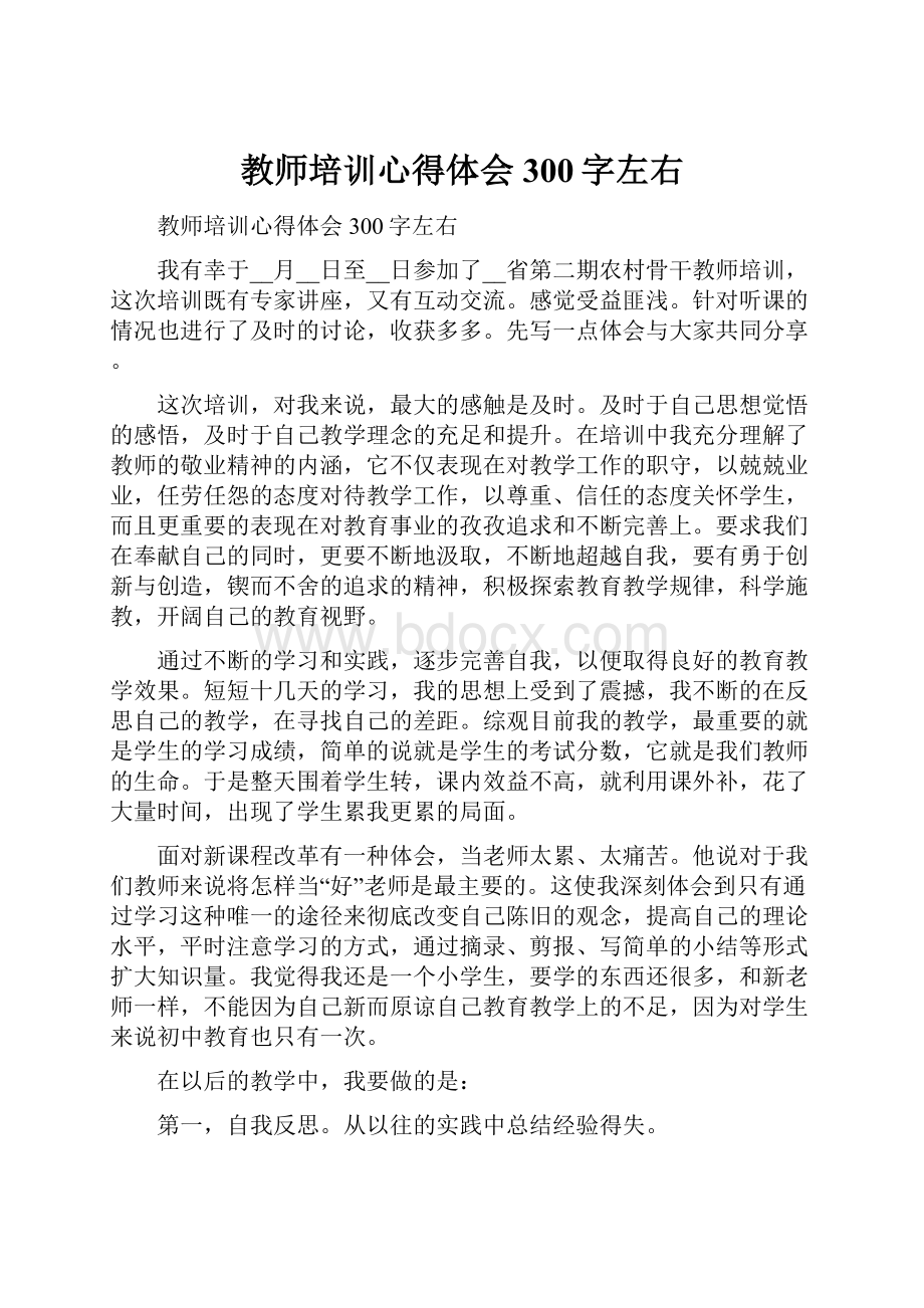 教师培训心得体会300字左右.docx