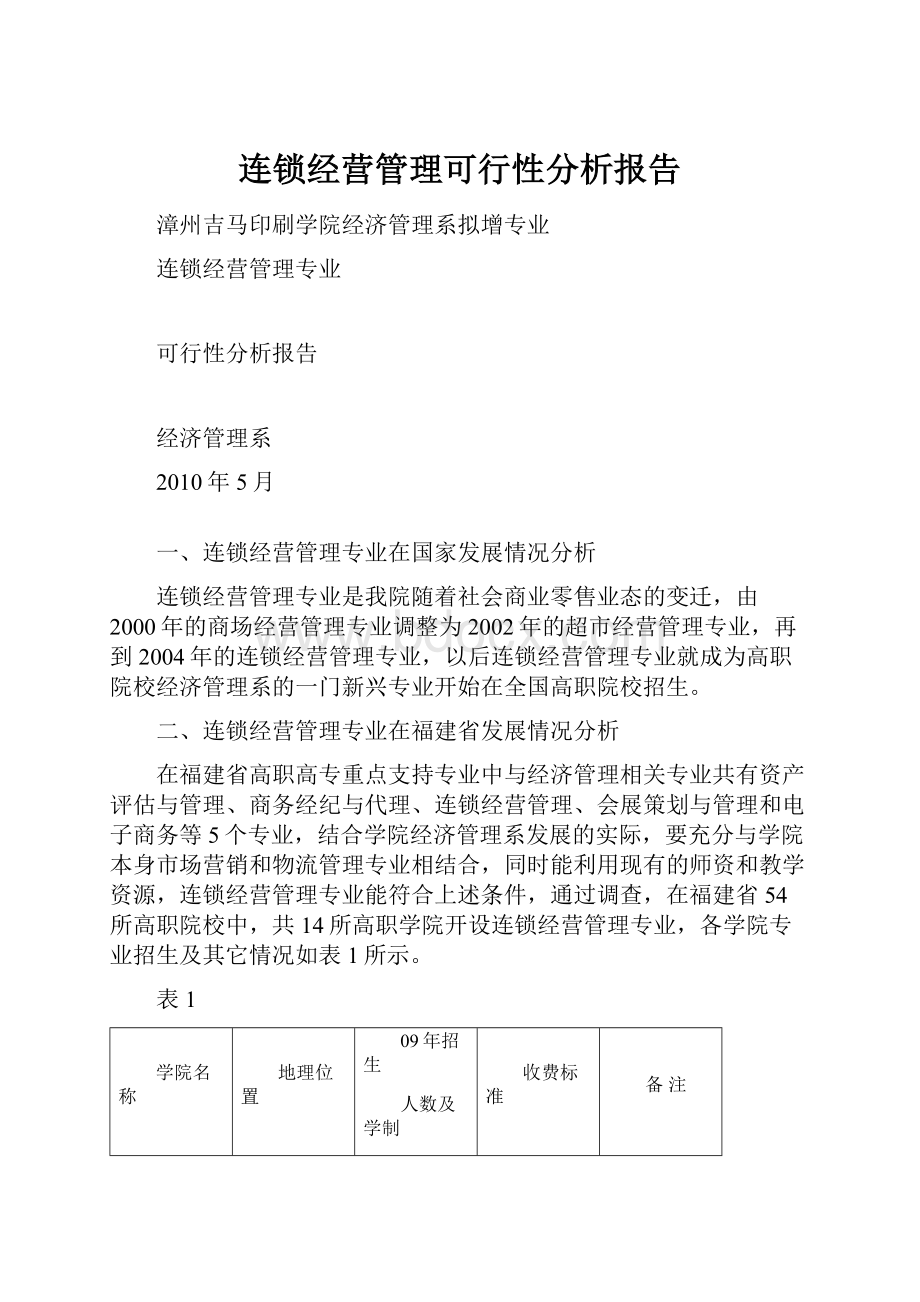 连锁经营管理可行性分析报告.docx