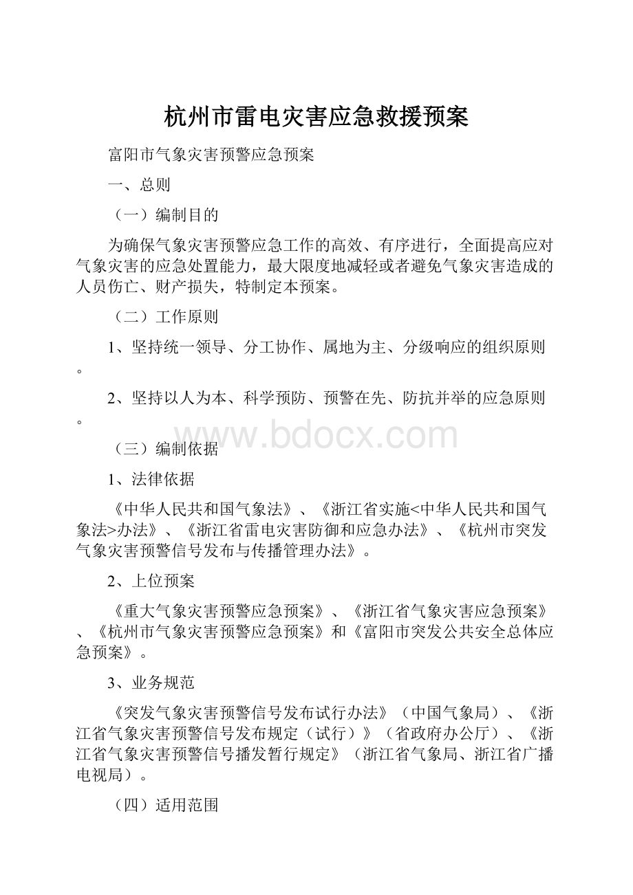 杭州市雷电灾害应急救援预案.docx_第1页