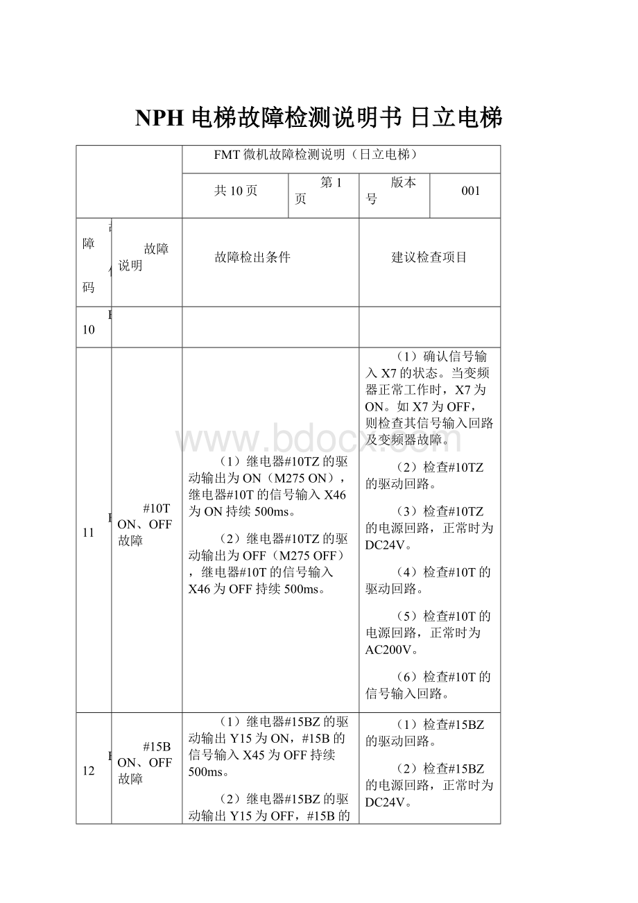 NPH电梯故障检测说明书 日立电梯.docx_第1页