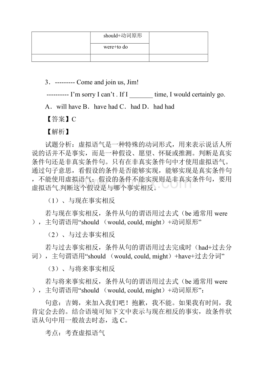 英语初中英语虚拟语气练习题及解析.docx_第2页