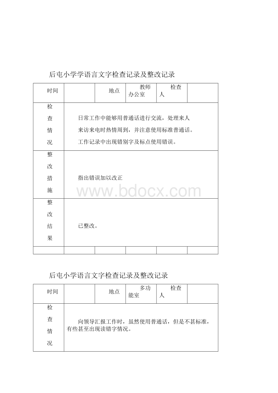 小学语言文字工作检查记录文本与整改记录文本.docx_第3页