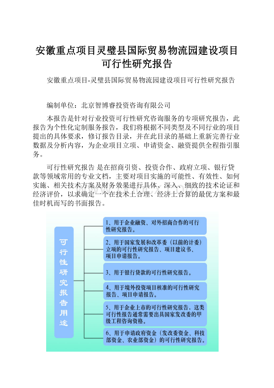 安徽重点项目灵璧县国际贸易物流园建设项目可行性研究报告.docx_第1页