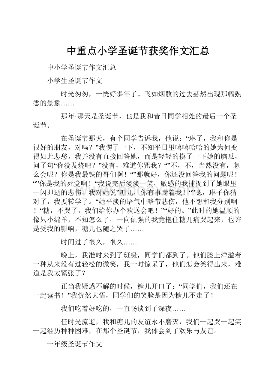 中重点小学圣诞节获奖作文汇总.docx