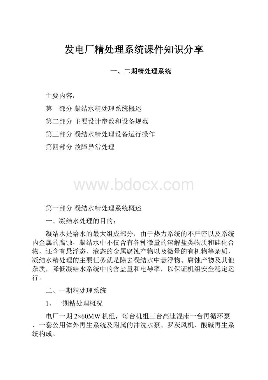 发电厂精处理系统课件知识分享.docx