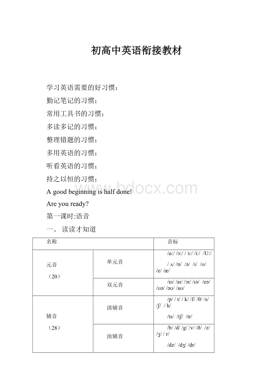 初高中英语衔接教材.docx_第1页