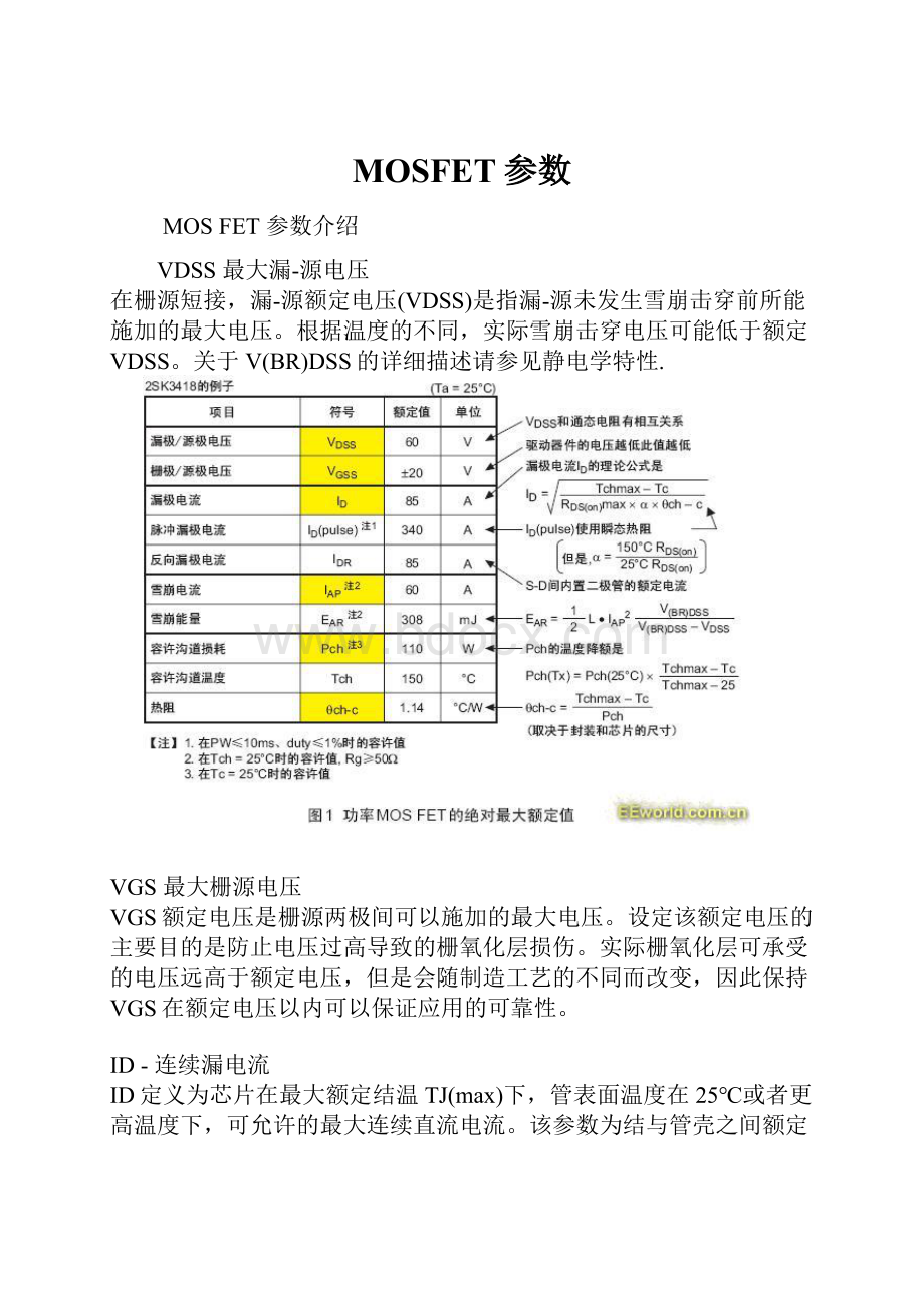 MOSFET参数.docx