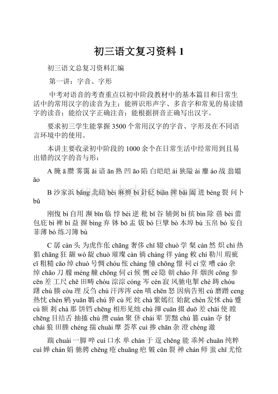 初三语文复习资料 1.docx