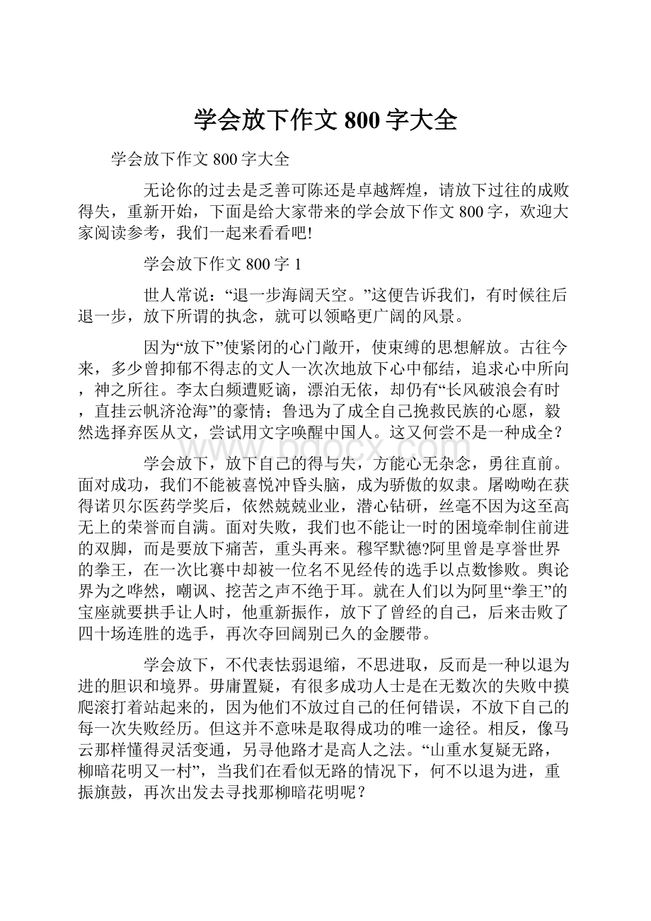 学会放下作文800字大全.docx