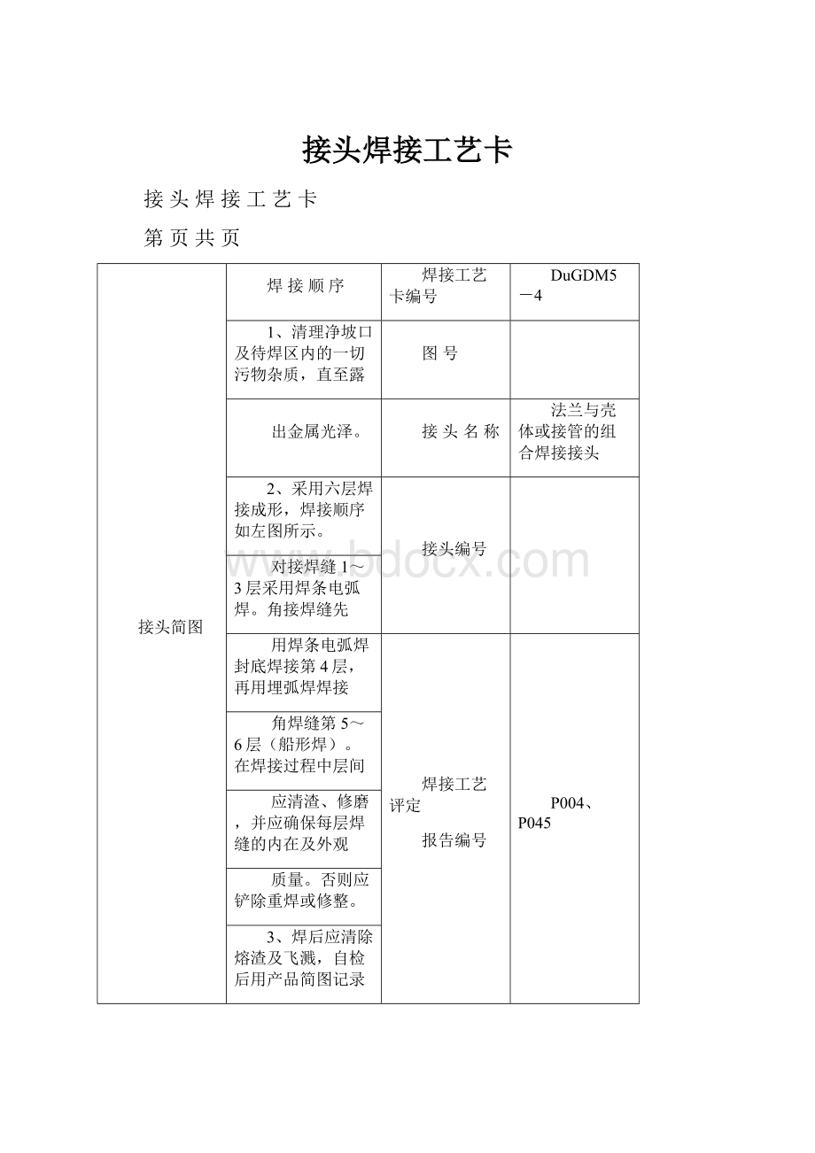 接头焊接工艺卡.docx_第1页