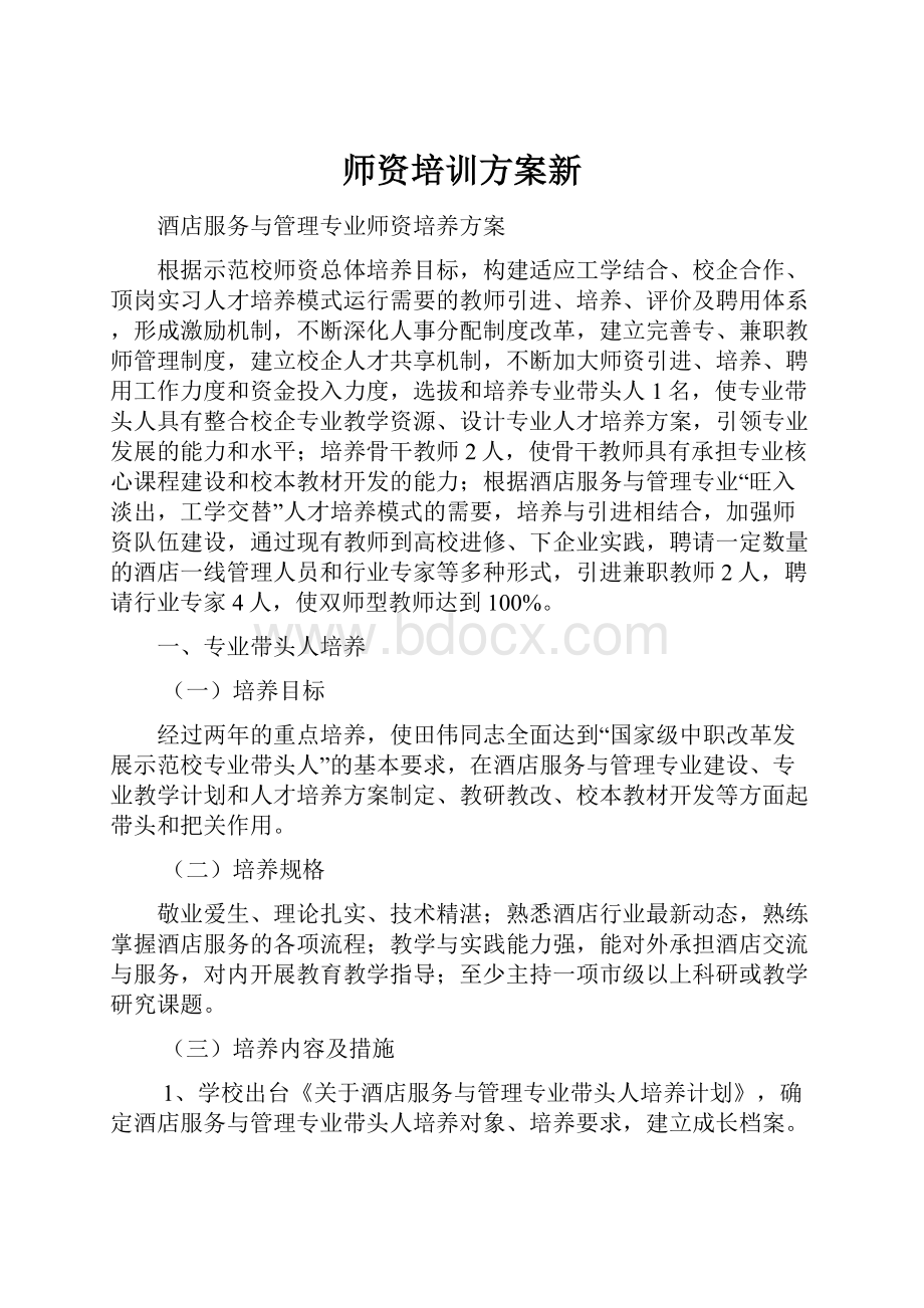 师资培训方案新.docx