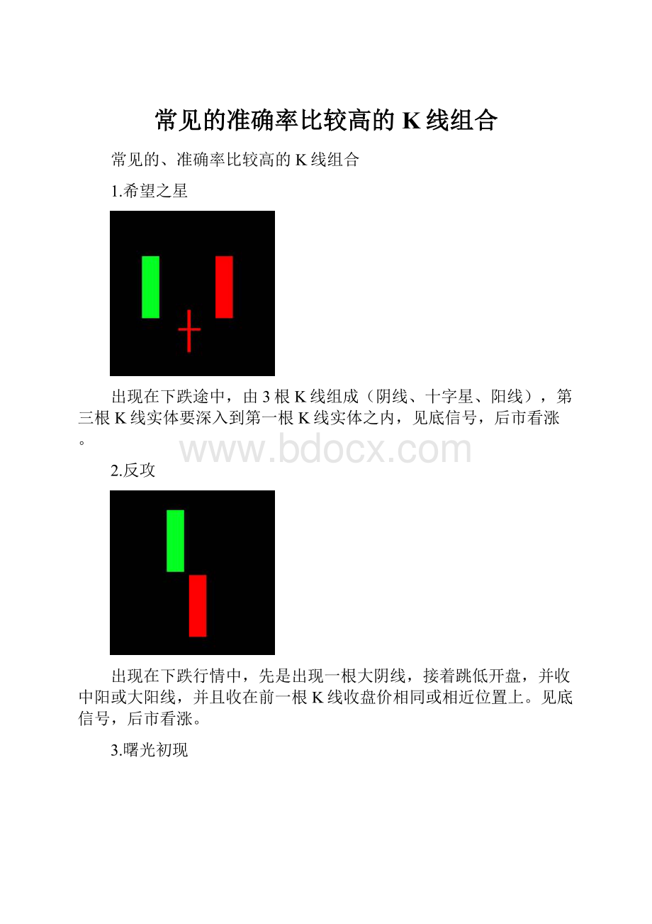 常见的准确率比较高的K线组合.docx