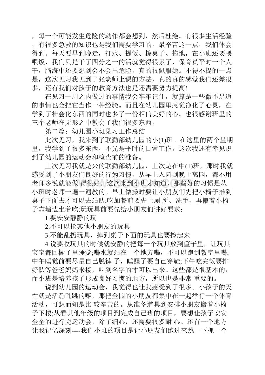 幼儿园小班见习工作总结.docx_第2页