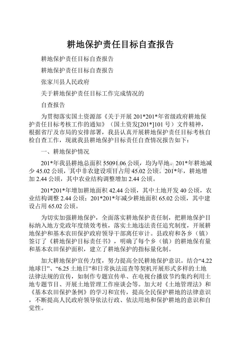 耕地保护责任目标自查报告.docx_第1页