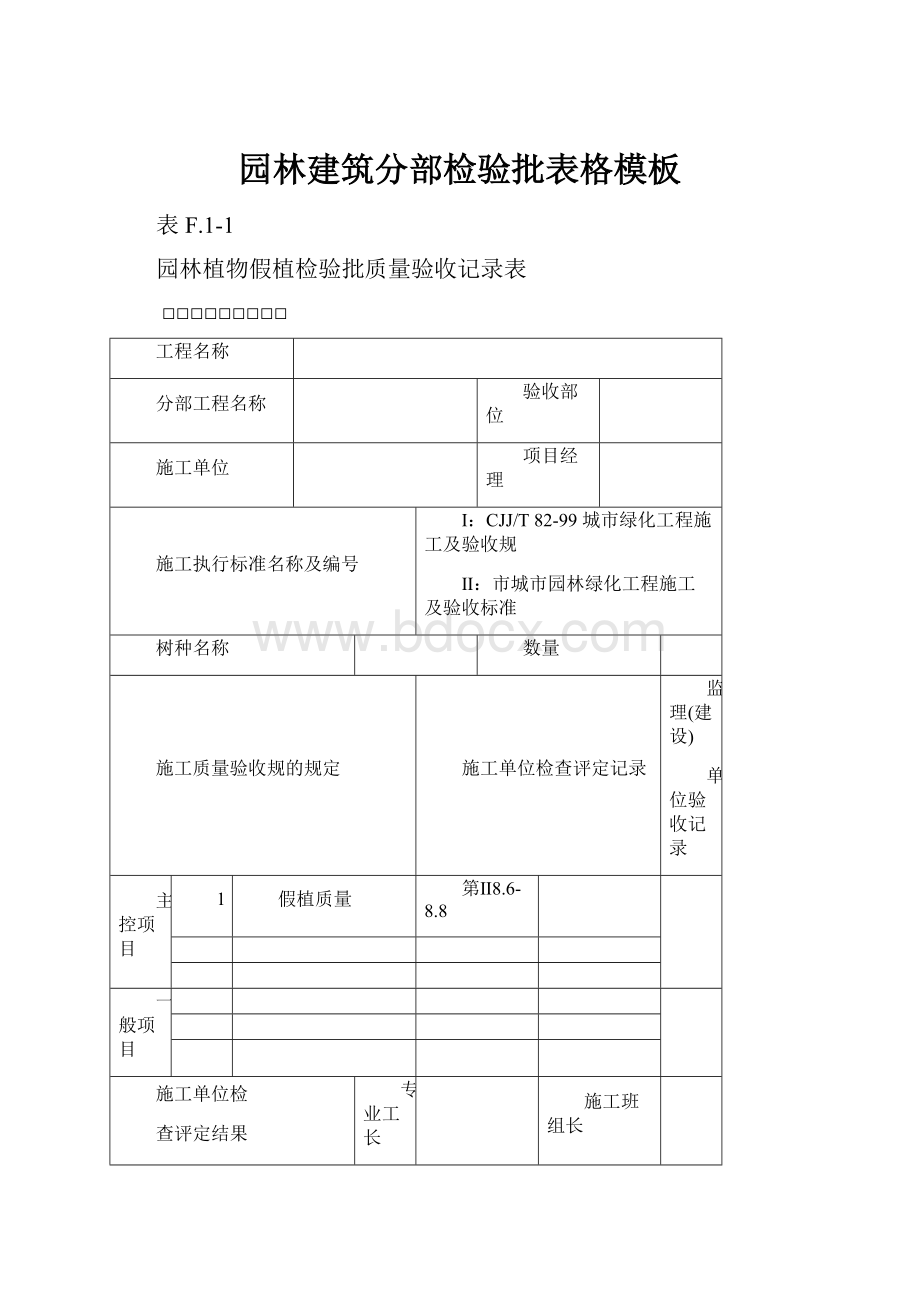 园林建筑分部检验批表格模板.docx