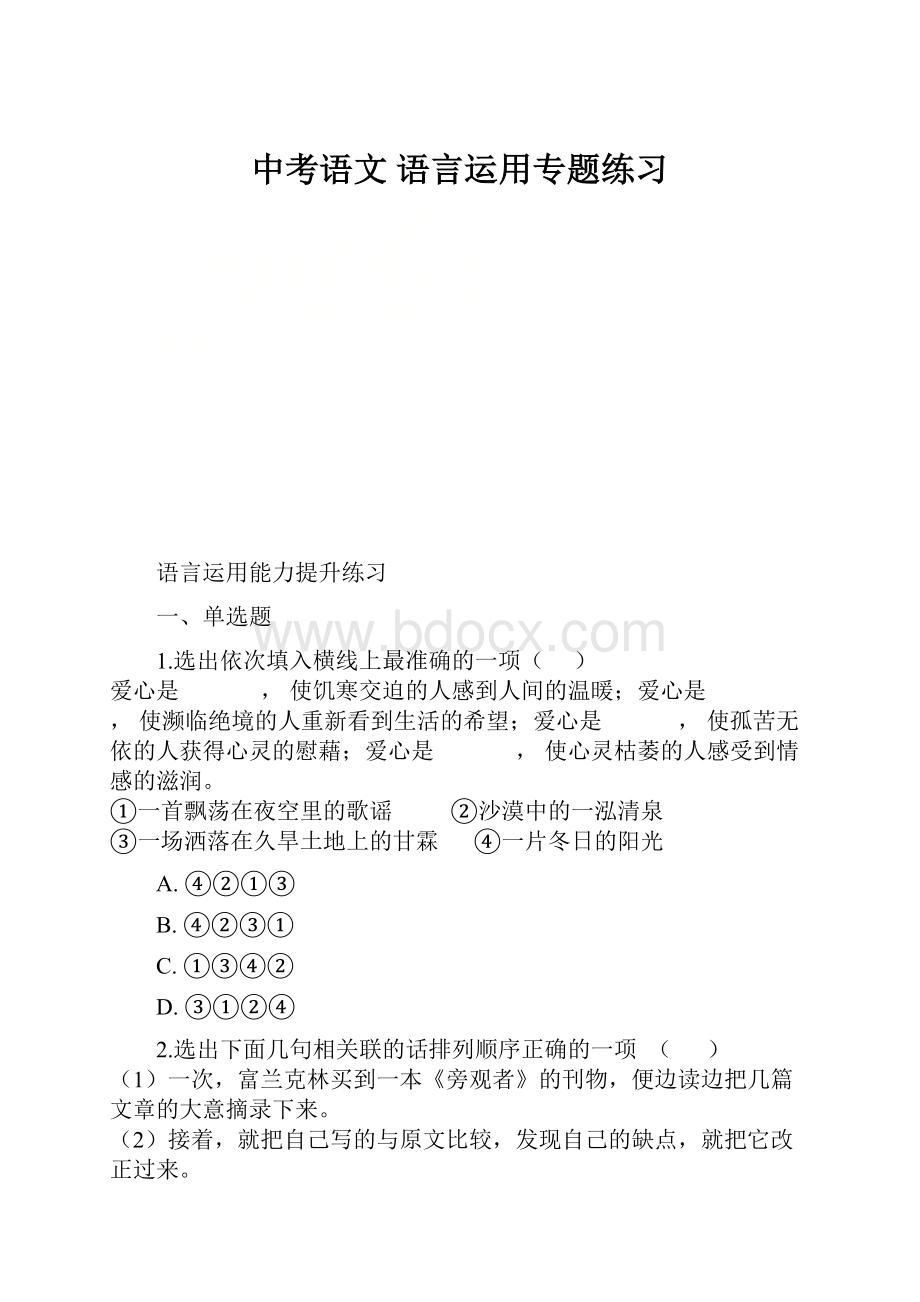 中考语文 语言运用专题练习.docx