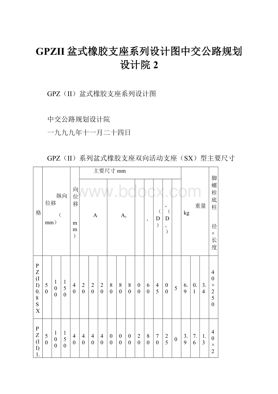 GPZII盆式橡胶支座系列设计图中交公路规划设计院 2.docx_第1页