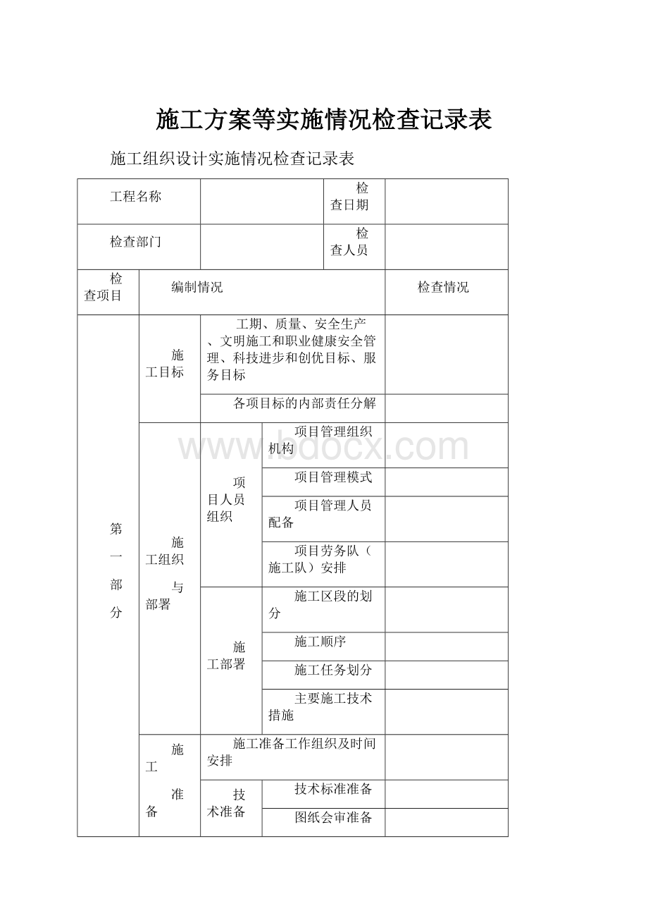 施工方案等实施情况检查记录表.docx_第1页