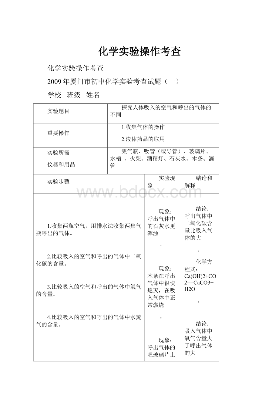 化学实验操作考查.docx_第1页