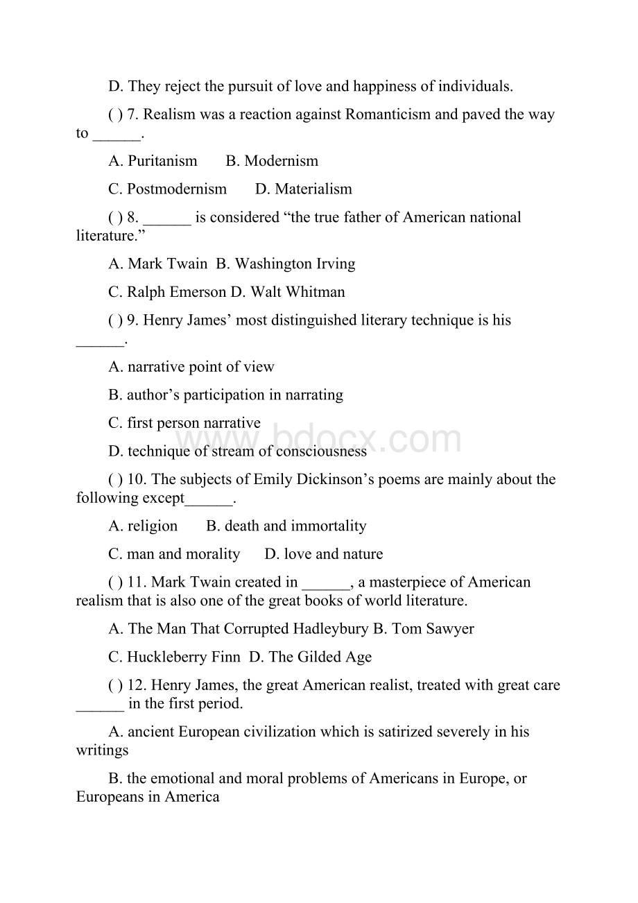 至近年浙江省美国文学选读自考题部分答案陆续更新敬请期待.docx_第3页