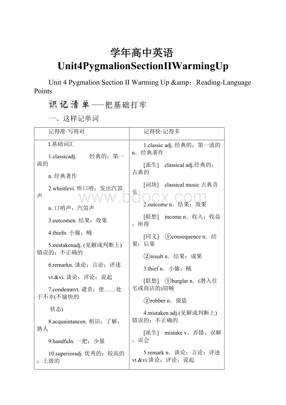 学年高中英语Unit4PygmalionSectionⅡWarmingUp.docx