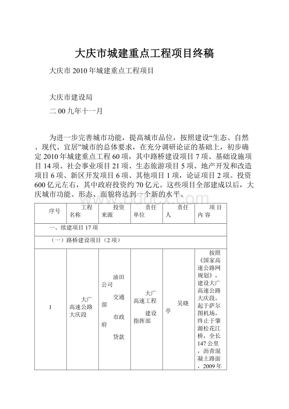 大庆市城建重点工程项目终稿.docx_第1页