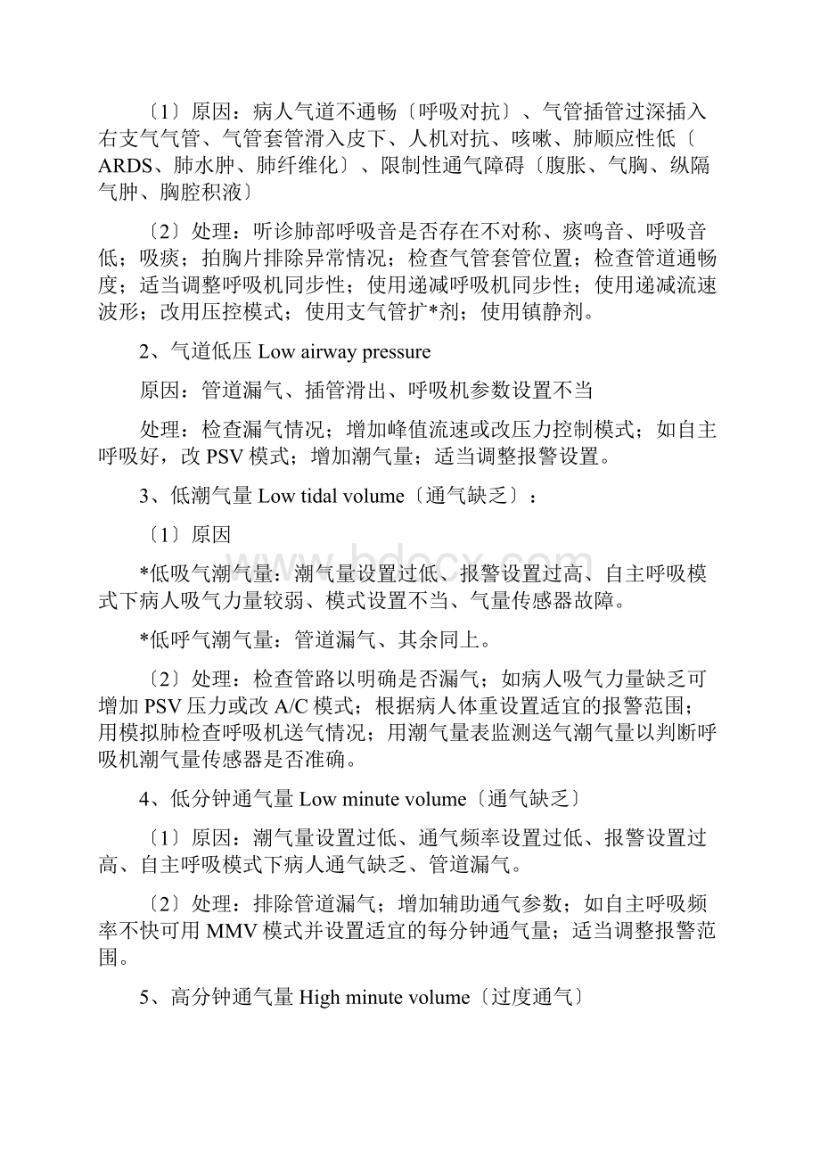 呼吸机参数设置报警处理方式.docx_第2页