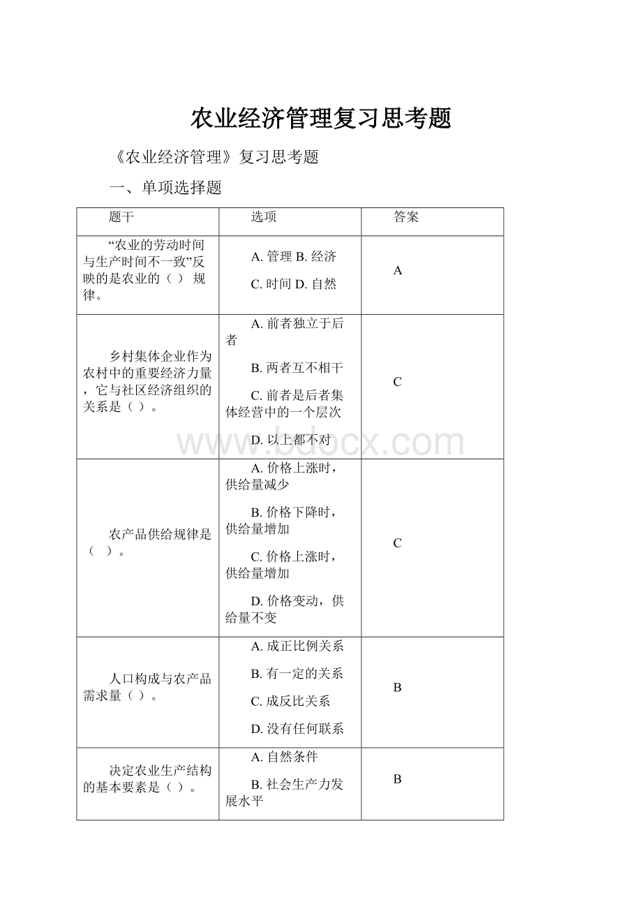 农业经济管理复习思考题.docx