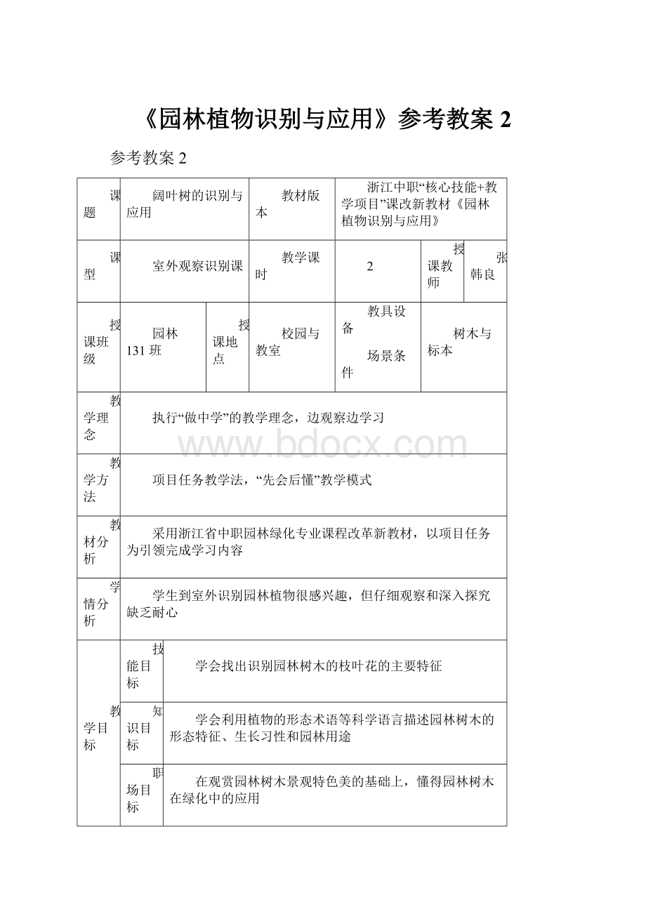 《园林植物识别与应用》参考教案2.docx