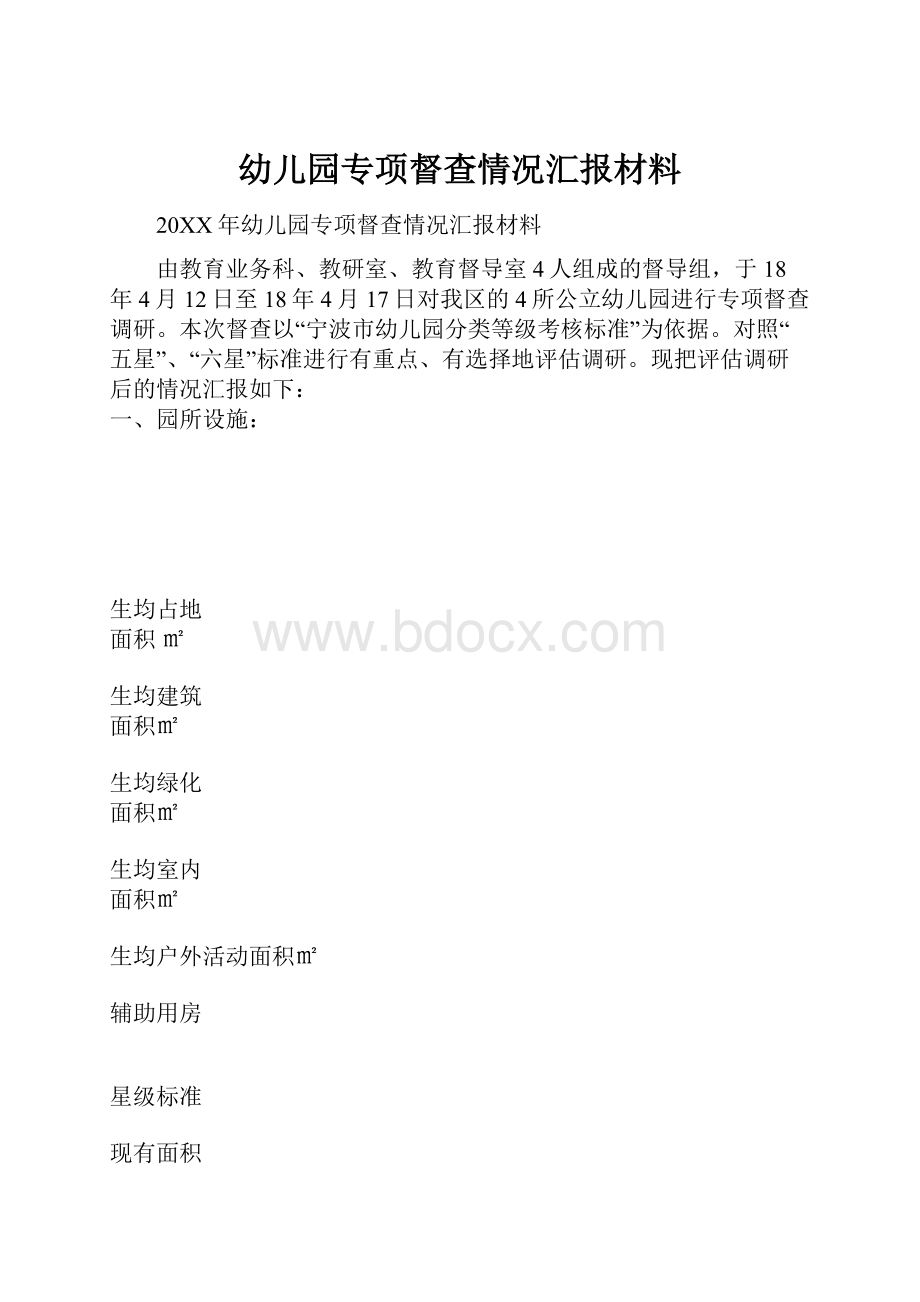 幼儿园专项督查情况汇报材料.docx