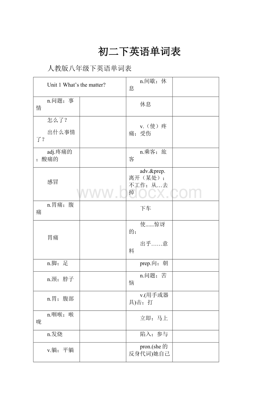 初二下英语单词表.docx