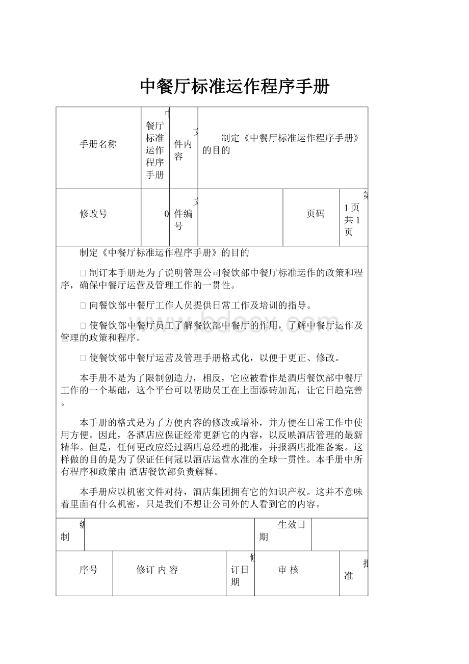 中餐厅标准运作程序手册.docx_第1页