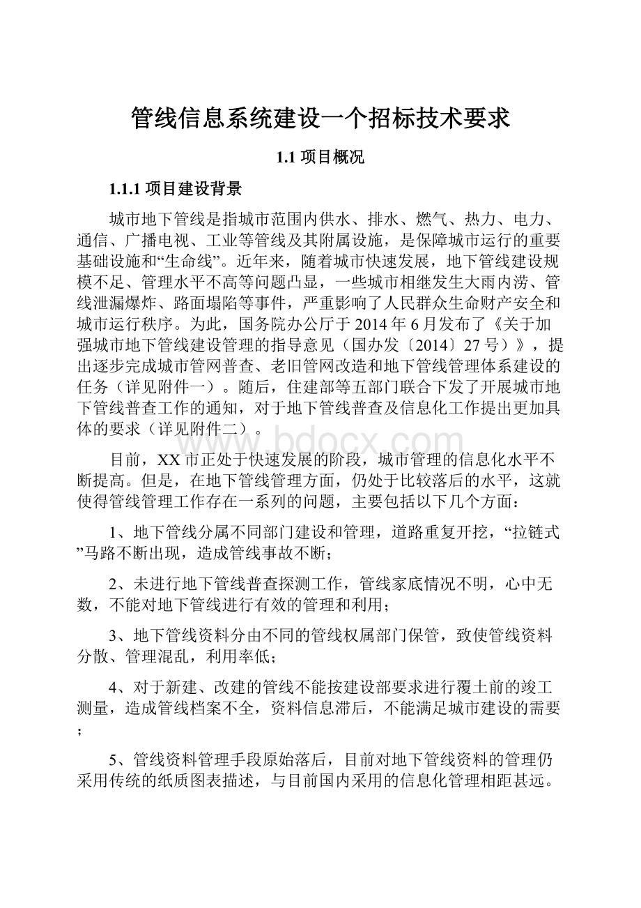 管线信息系统建设一个招标技术要求.docx_第1页