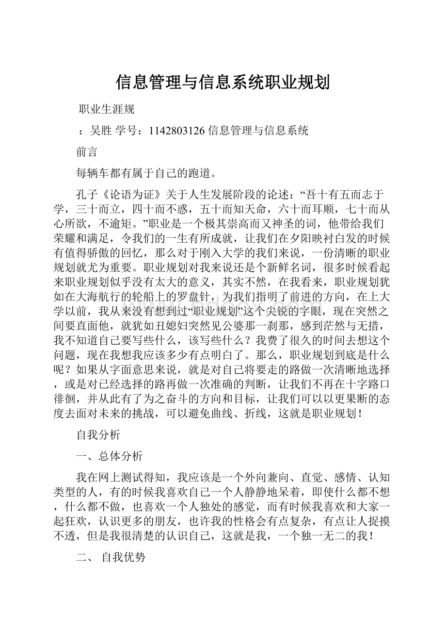 信息管理与信息系统职业规划.docx